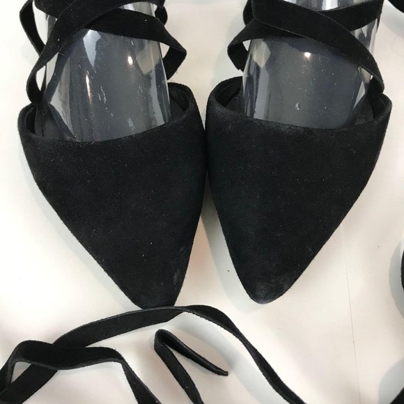 BCBG Suede ankle strap/tie flats Sz 9 womens - Picture 2 of 7